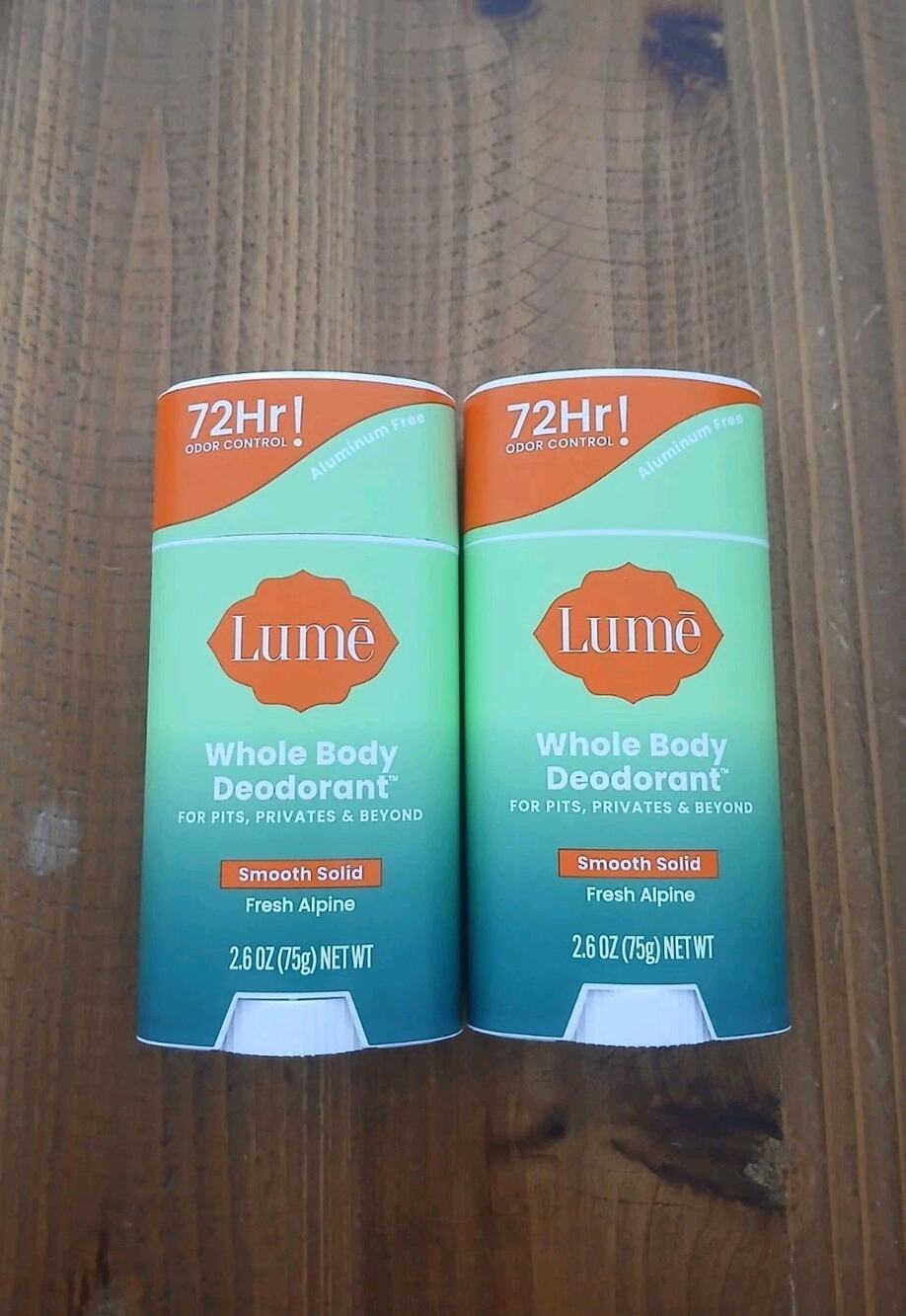 2-Pack Lume Women's Whole Body Deodorant Smooth Solid Stick Fresh Alpine 2.6oz